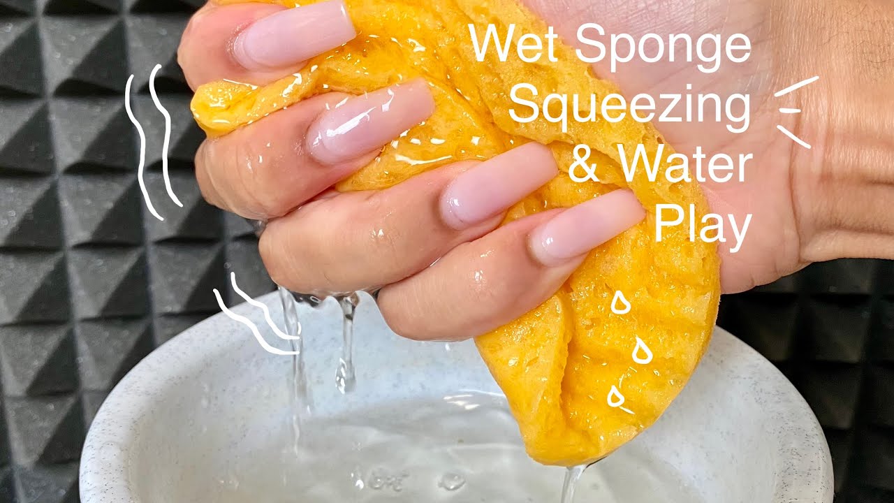 Wet Sponge Squeezing Water Play Asmr No Talking Sponge Water