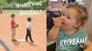 Homeschool Baseball, Ice Cream & Playing catch with Dad!!