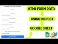 How to Submit HTML Form Data to Google Sheets | Save Using doPost Method | AppScript | R40
