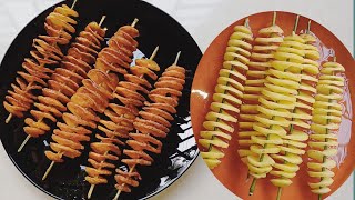 POTATO spiral stick! EASY Potato Spiral Sticks by Hand in Minutes! Potato Spring Roll Chips!