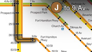 NYC Subway Map Edits: J train to 9 Av (Via R and D Lines) [Timelapse] - Experimental Map
