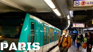 Walk in Paris underground train, metro Paris,