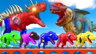 Epic Tyrannosaurus Rex vs Pro 8 Superhero Dinosaurs Jurassic World Evolution 2 Legendary Dino Battle