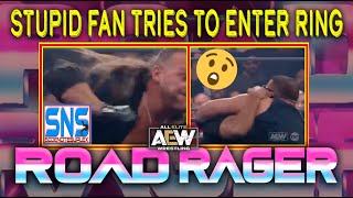 Stupid fan jumps on AEW Road Rager stage, tries to enter ring during Chris Jericho MJF segment