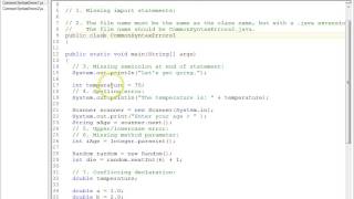 Java Common Syntax Errors using TextPad