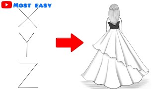 How to draw a girl Backside drawing | Easy drawing Step by step | girl drawing
