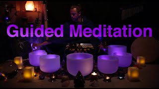 432Hz - Guided Meditation - Crystal Singing Bowl Sound Bath (Unintentional ASMR) De-stress & Heal
