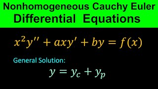 Nonhomogeneous Cauchy-Euler Differential Equation | Cauchy Euler 2nd order Differential Equation