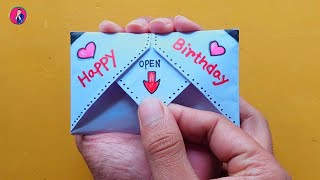 DIY - SURPRISE MESSAGE CARD FOR  BIRTHDAY/ Pull Tab Origami Envelope Card / birthday greeting card
