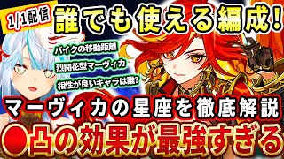 マーヴィカの星座を徹底解説！特に●凸が最強すぎる！誰でも使えるマーヴィカのおすすめパーティー編成。烈開花型のマーヴィカが強すぎる。マーヴィカと相性が良いキャラってだれ？【ねるめろ切り抜き】