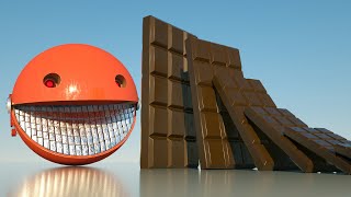 Giant Chocolate Dominoes VS Red Robot Pacman