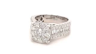 Certified Diamond Cluster Engagement Ring 2.95ct in 9k White Gold