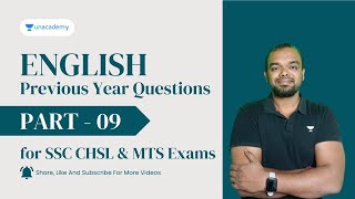 English Previous Year Questions for SSC CHSL & MTS | Part 09 | Abhilash Varma | Unacademy Kannada