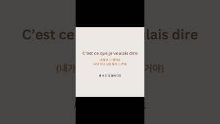 하루에하나씩 프랑스어 | C’est ce que je voulais dire