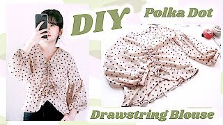 DIY Polka Dot Drawstring Blouse / 手作り服 / 블라우스만들기 / 手作教學 / Costura / Sewing Tutorialㅣmadebyaya