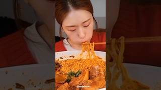 Asmr Mukbang Korean Spicy Ramen Noodles/Braised Kimchi With Pork