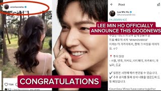 UNEXPECTED ANNOUNCEMENT OF LEE MIN HO! CONGRATULATIONS!