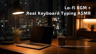 4-Hour Deep Focus | Lo-fi BGM + Real Keyboard Typing ASMR | Countdown Timer
