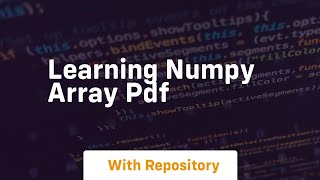learning numpy array pdf