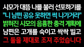 실화사연- 시모가 대뜸 나를 불러 선포한 시모의 음흉한 충격 계획이 밝혀지자 남편은 고개를 숙이고 싹싹 빌고 그 둘을 제대로 조져 주었습니다 ㅣ라디오드라마ㅣ사이다사연ㅣ