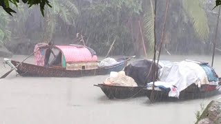 ভাসমান বেদেরা ঝড় বৃষ্টি হলেও নৌকার ভিতরে থাকে|এখন নৌকা ছাড়া আর কোন উপায় নাই|এটাই তাদের জীবন||