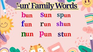 Word family - un | -un family words | sight words for kids