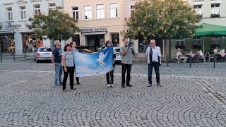 LUTZ, FRANK, ROLF, Bürgermegaphon nach Montagsspaziergang - KAMENZ, Markt, 04 09 2023 🕊