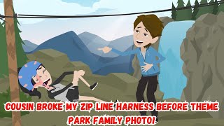 Cousin Broke My Zip Line Harness Before Theme Park Family Photo!