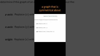 Algebraic Tests for Symmetry - X Axis, Y Axis, Origin