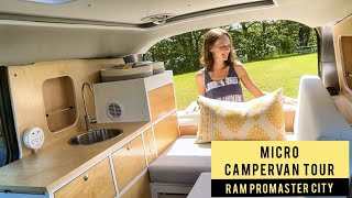 MICRO-CAMPERVAN TOUR with 3 Clever Seating Options | RAM PROMASTER CITY Tiny Home Conversion