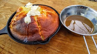 【キャンプ飯】キャンプでぐりとぐらのカステラパンケーキを作る