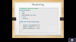 Java I Chapter 5 Class 3 Shadowing