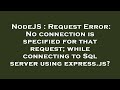 NodeJS : Request Error: No connection is specified for that request; while connecting to Sql server