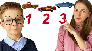 Mom helps Mark learn math with cars