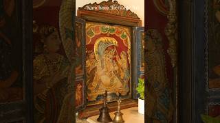 Krishna Tanjore painting | Embossed with 22 karat Gold foil | Teak wood Door |