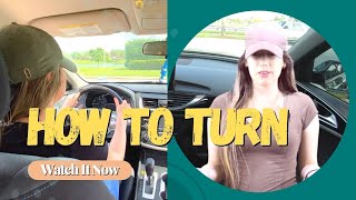 DRIVING LESSONS: How to turn left and right in CAR.(Drivers License USA)Tutorial for Beginners.