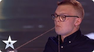 FISH HOOK IN HIS MOUTH? Cameron Young is one risk-taking magician | Auditions | BGT: Unseen