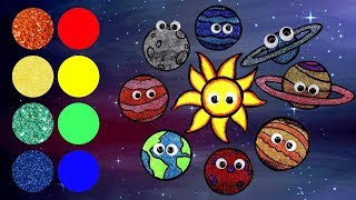 Learn Names of the Planets in the Solar System! | Drawing and Coloring with Glitter \u0026 Googly Eyes