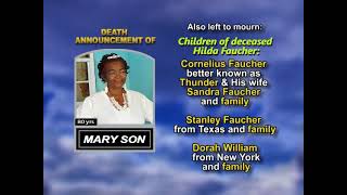Mary Son ~ Long Obituary