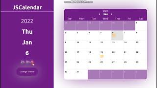 Calendar Using Vanilla JavaScript | Source code available