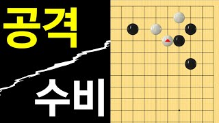 [공격,타개] 화점 한칸협공, 공격과 수비방법(바둑강좌)