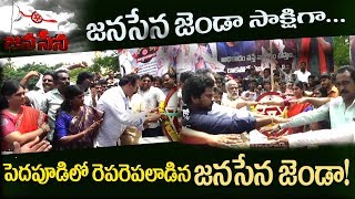 Janasena Janda//Pedapudi janasainyam// పెదపూడిలో రెపరెపలాడిన జెనసేన జెండా..// జనసైన్యం