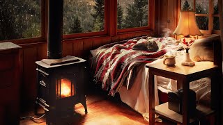 Rain & Fireplace Sounds | Cozy Cabin Ambience 8 hours | Sleep, Study, Meditation