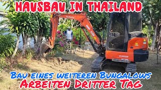 Die Bauarbeiten in Suwangarden gehen weiter ! Dritter Tag vom Bau des Bungalows! Hausbau in Thailand