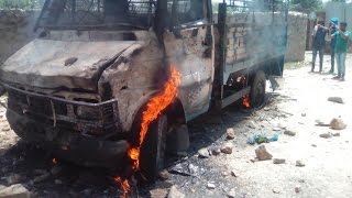 Kupwara Encounter: Protesters Torch Police Vehicle