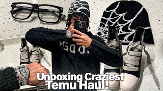 Unboxing CRAZIEST TEMU HAUL (Rick Owens, Chrome Hearts, Skeleton Watch, Accessories & More)