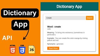 Dictionary App Using API & HTML CSS JavaScript | Dictionary App