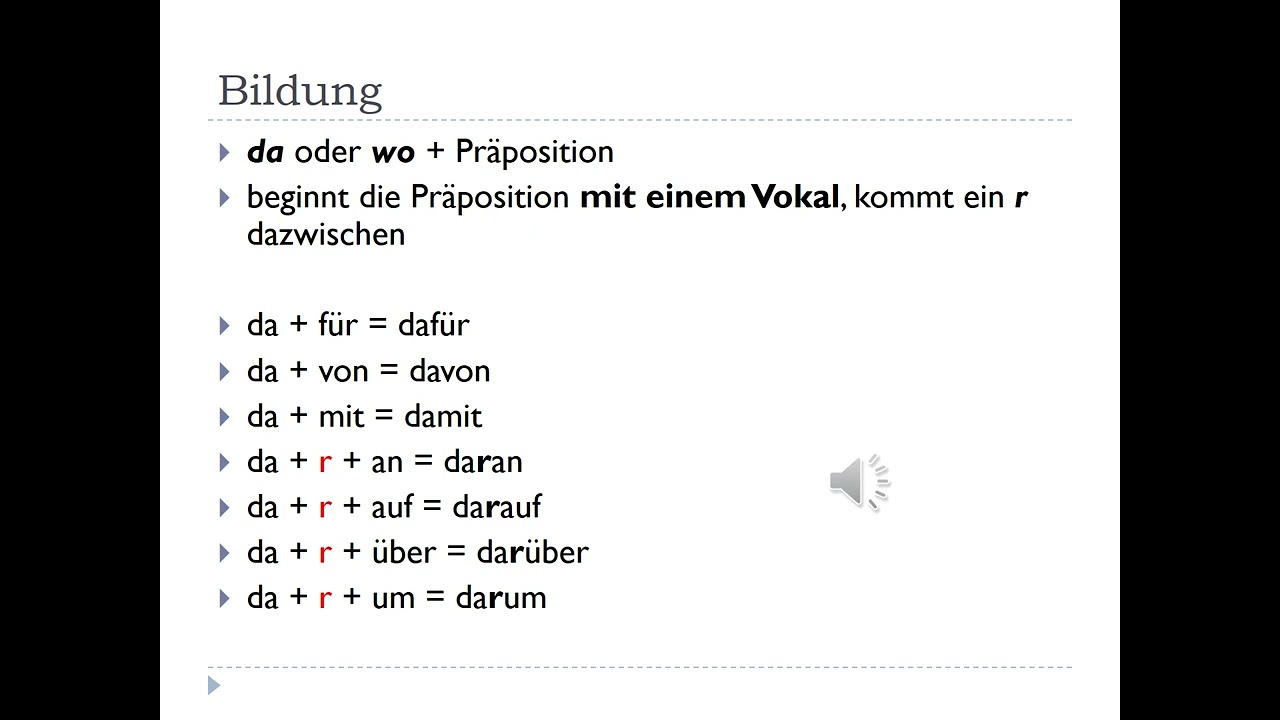 Deutsch Lernen - Grammatik: PRONOMINALADVERBIEN - YouTube