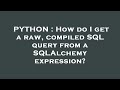 PYTHON : How do I get a raw, compiled SQL query from a SQLAlchemy expression?