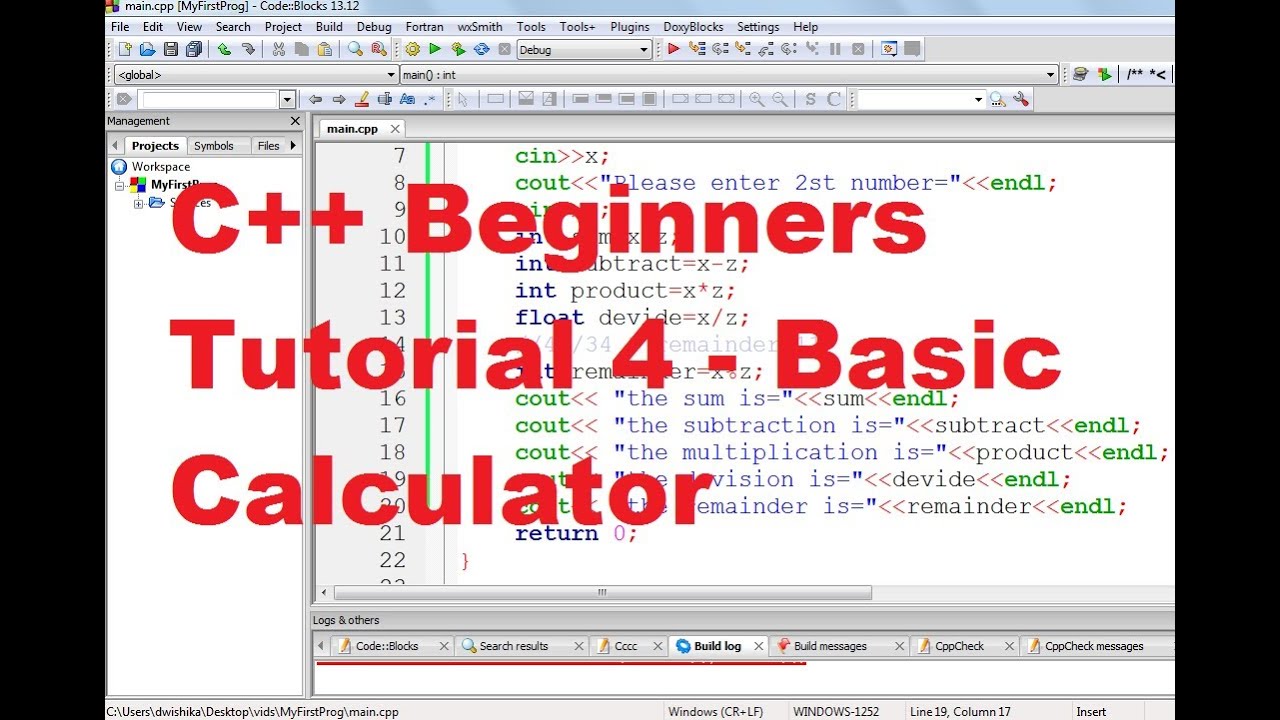 C Tutorial For Beginners 4 Basic Calculator Youtube